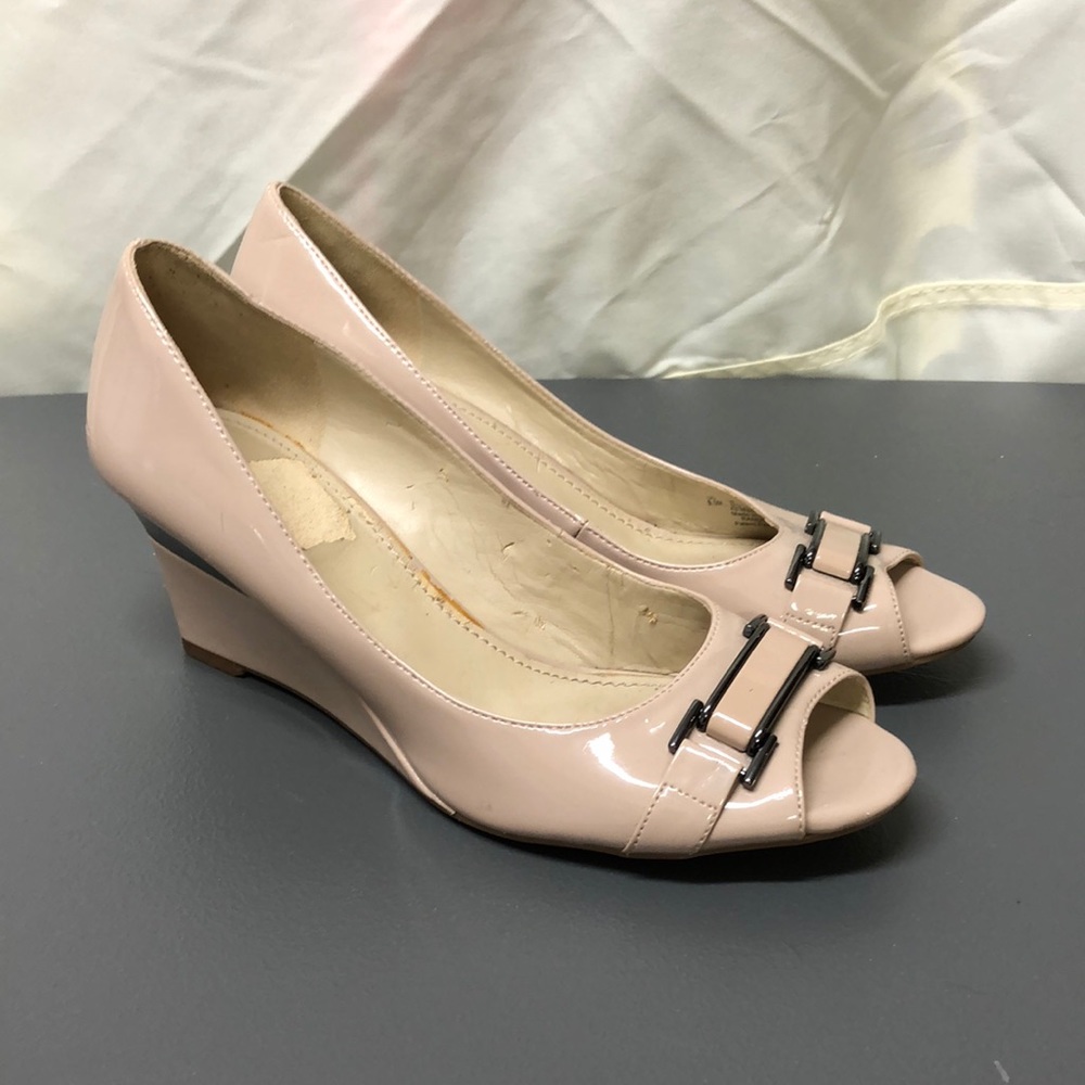 28. Naturalizer | Beige N5 Comfort Wedge with Silver Heel Accent